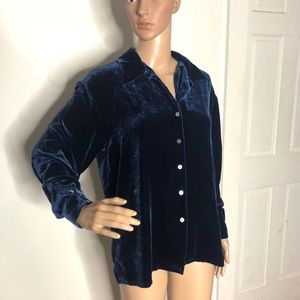 Velvety Button-Down Blouse.
